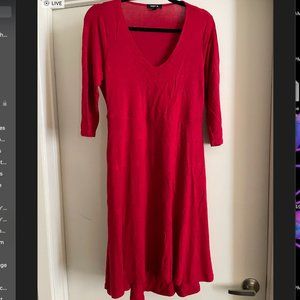 Torrid midi dress, 3/4 length sleeves, red, size 1